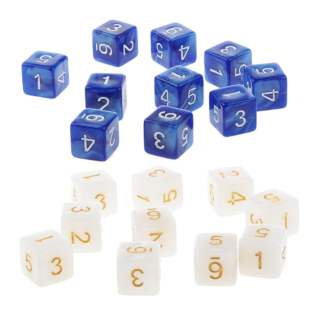 20Piece Six Sided Dice D6 for Playing D&D RPG Party Game White and Blue