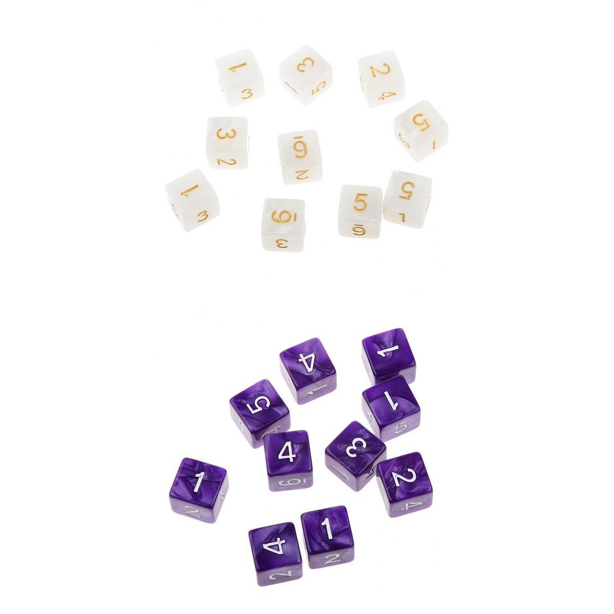 20Piece Six Sided Dice D6 for Playing D&D RPG Party Game White and Purple