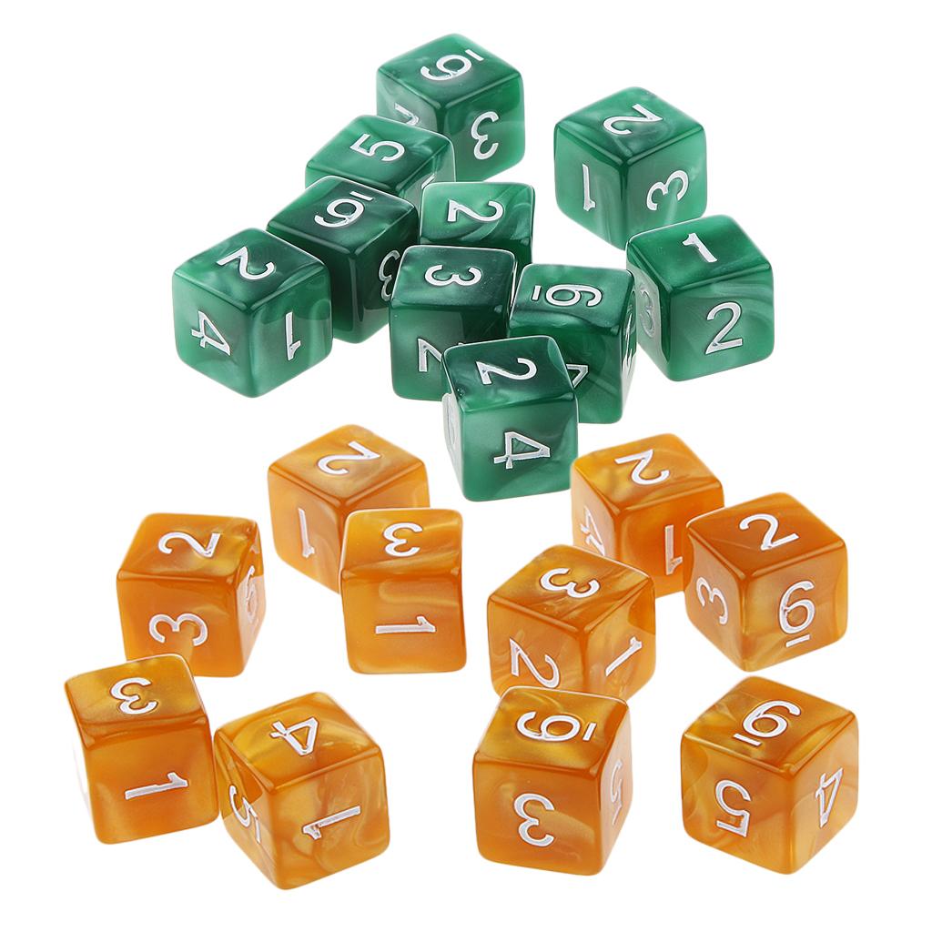 20Piece Six Sided Dice D6 for Playing D&D RPG Party Game Coffee and Green