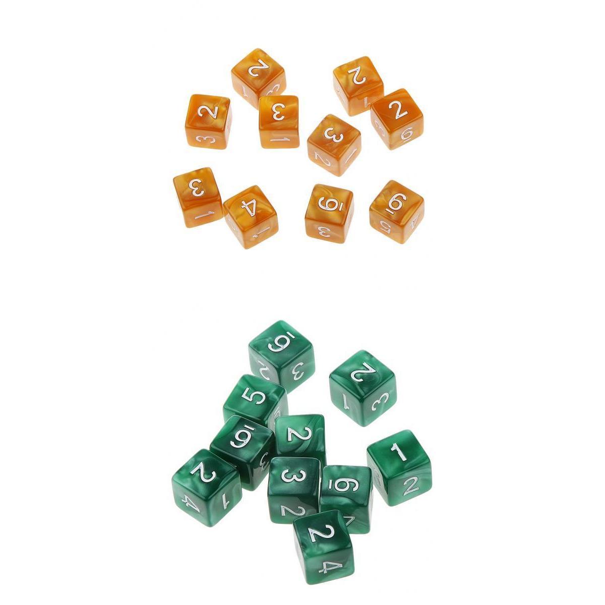 20Piece Six Sided Dice D6 for Playing D&D RPG Party Game Coffee and Green