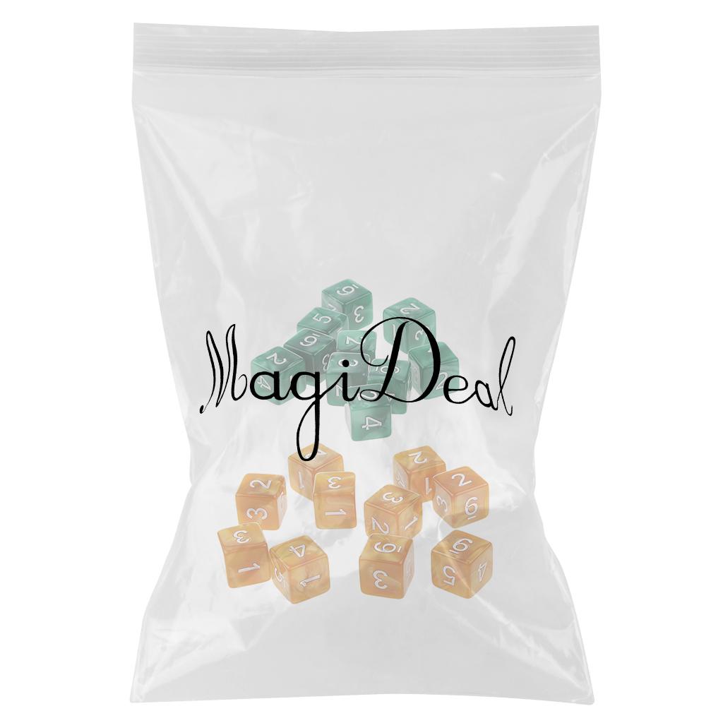 20Piece Six Sided Dice D6 for Playing D&D RPG Party Game Coffee and Green