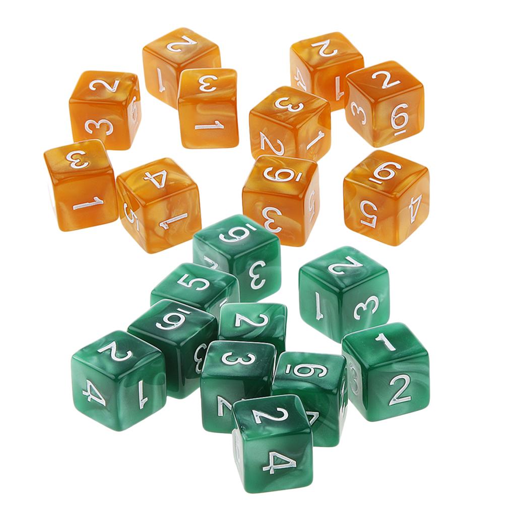 20Piece Six Sided Dice D6 for Playing D&D RPG Party Game Coffee and Green
