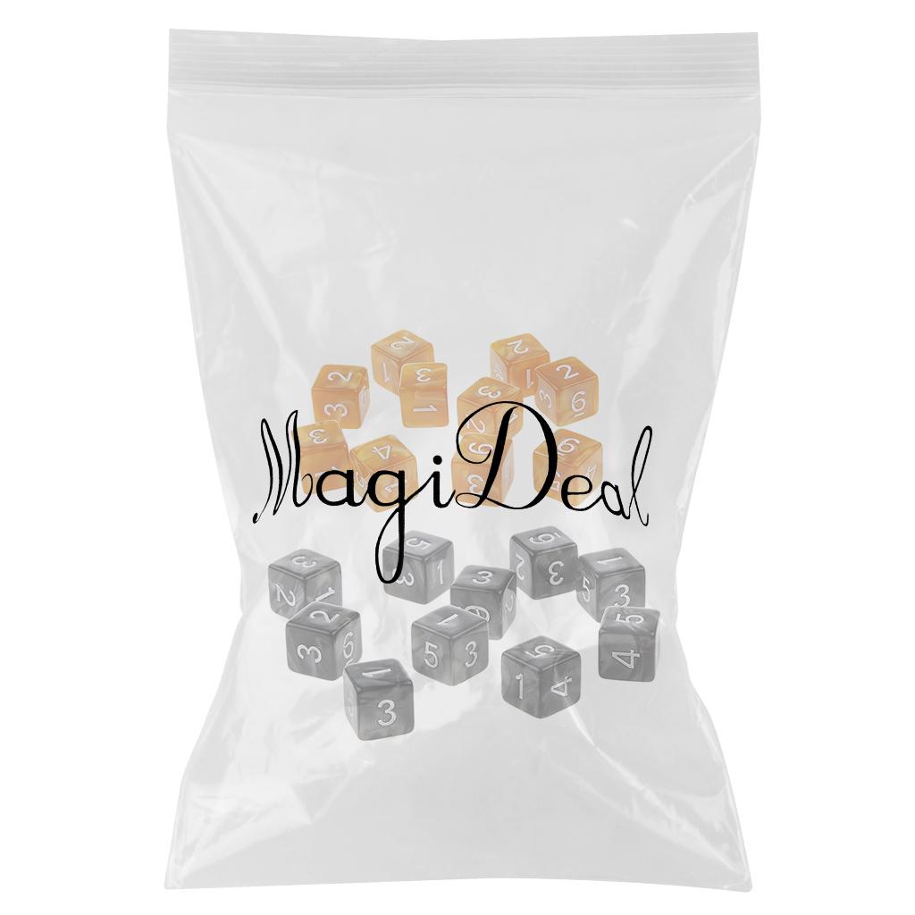 20Piece Six Sided Dice D6 for Playing D&D RPG Party Game Coffee and Black