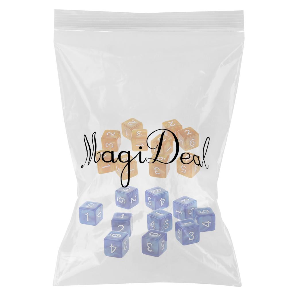 20Piece Six Sided Dice D6 for Playing D&D RPG Party Game Coffee and Blue
