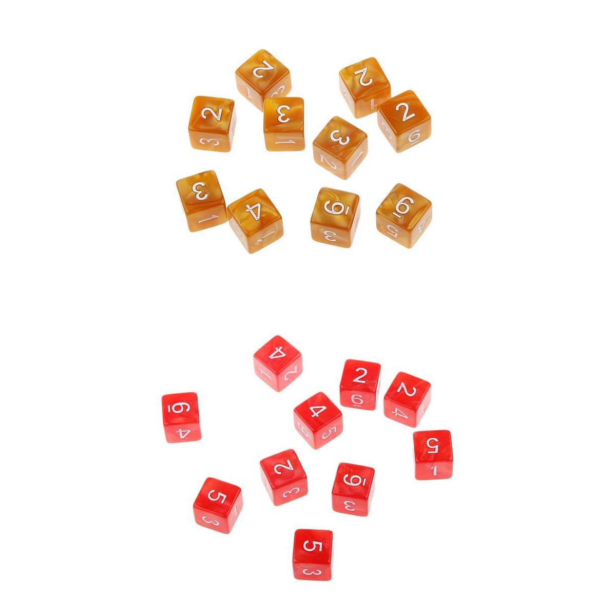 20Piece Six Sided Dice D6 for Playing D&D RPG Party Game Coffee and Red