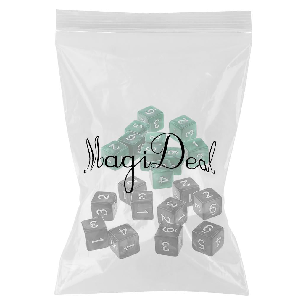 20Piece Six Sided Dice D6 for Playing D&D RPG Party Game Green and Black