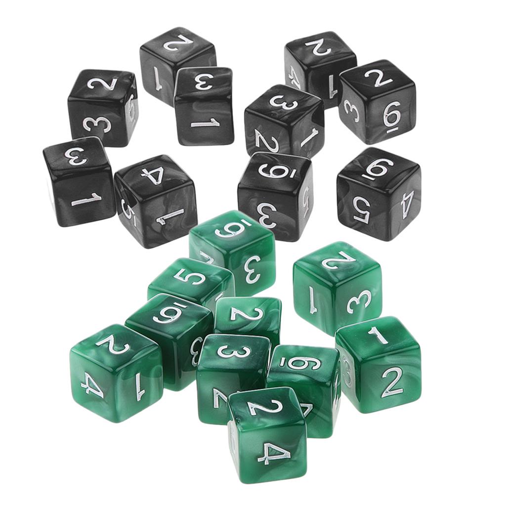 20Piece Six Sided Dice D6 for Playing D&D RPG Party Game Green and Black