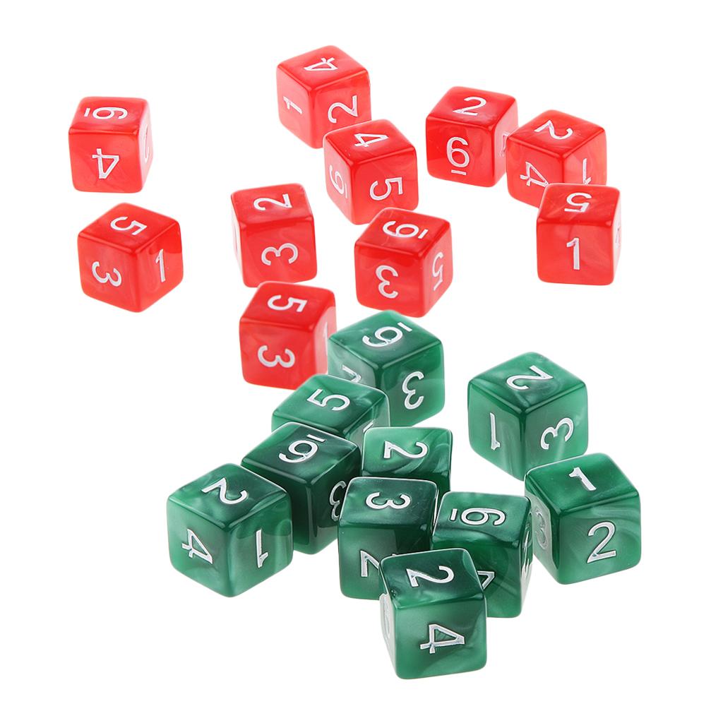 20Piece Six Sided Dice D6 for Playing D&D RPG Party Game Green and Red