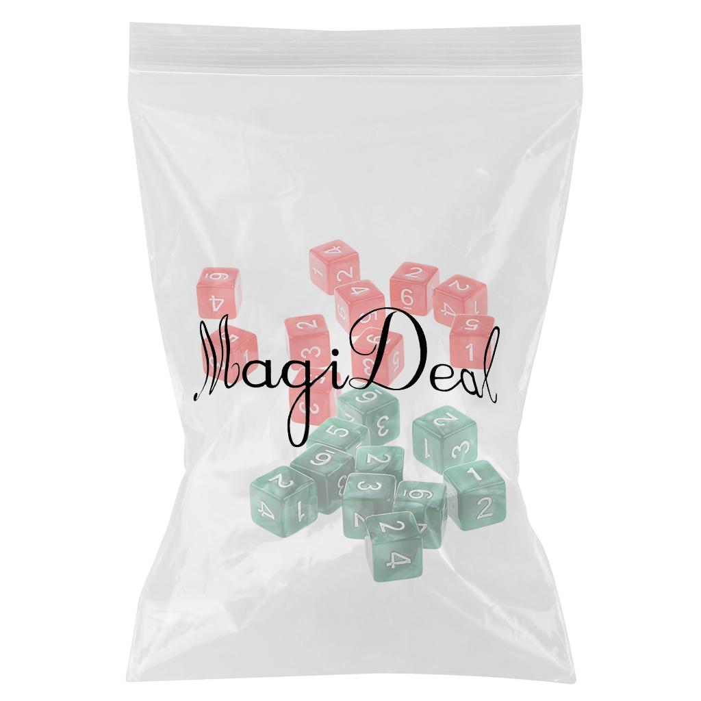 20Piece Six Sided Dice D6 for Playing D&D RPG Party Game Green and Red