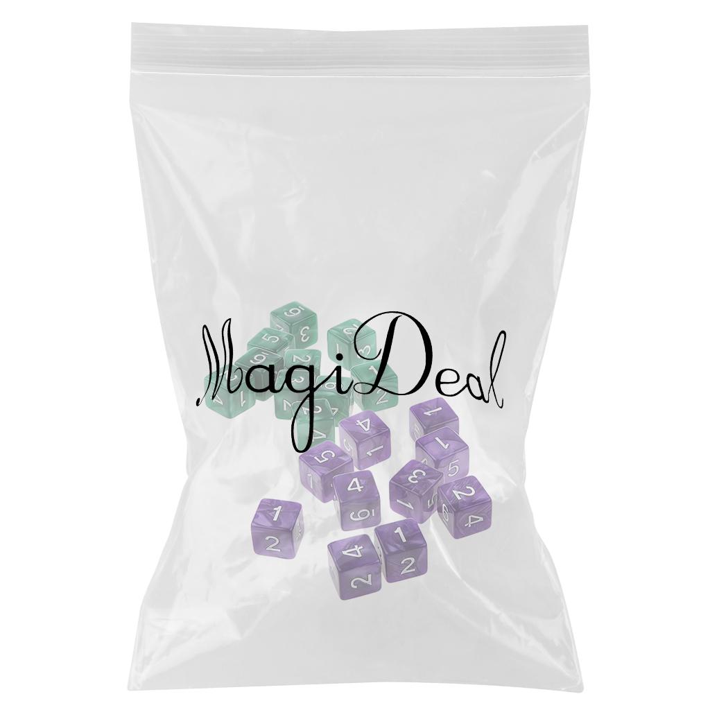 20Piece Six Sided Dice D6 for Playing D&D RPG Party Game Green and Purple
