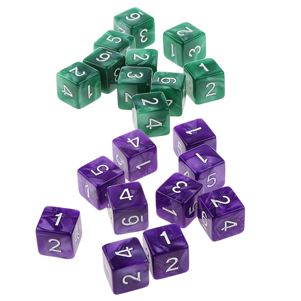 20Piece Six Sided Dice D6 for Playing D&D RPG Party Game Green and Purple