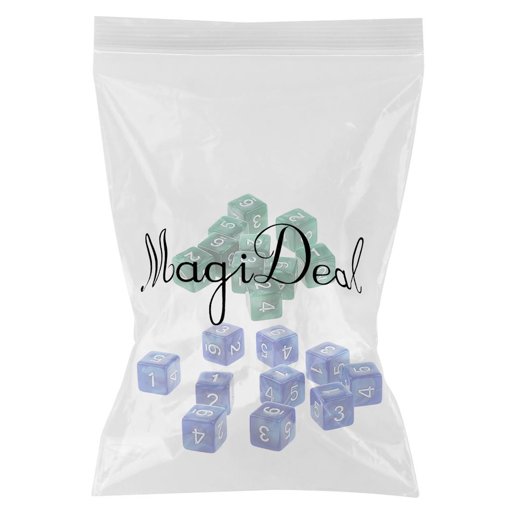 20Piece Six Sided Dice D6 for Playing D&D RPG Party Game Green and Blue
