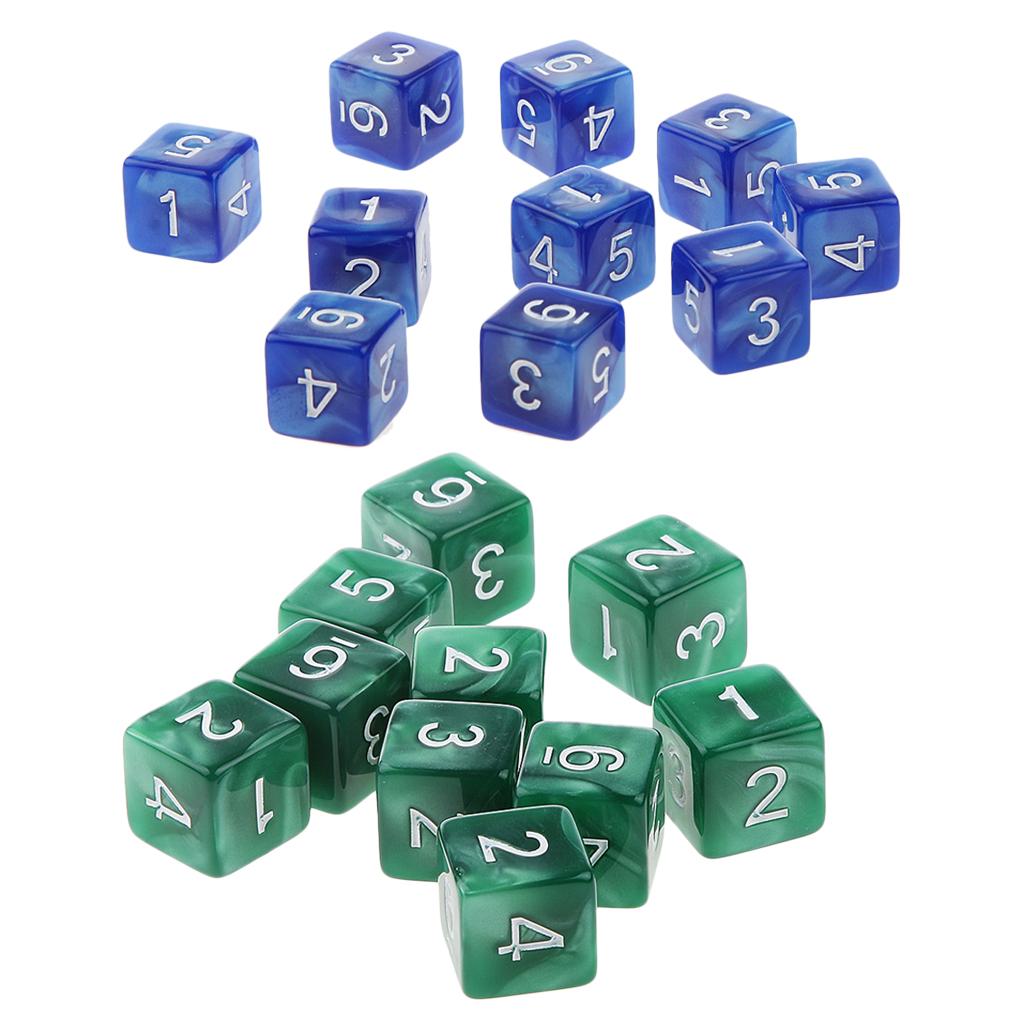 20Piece Six Sided Dice D6 for Playing D&D RPG Party Game Green and Blue