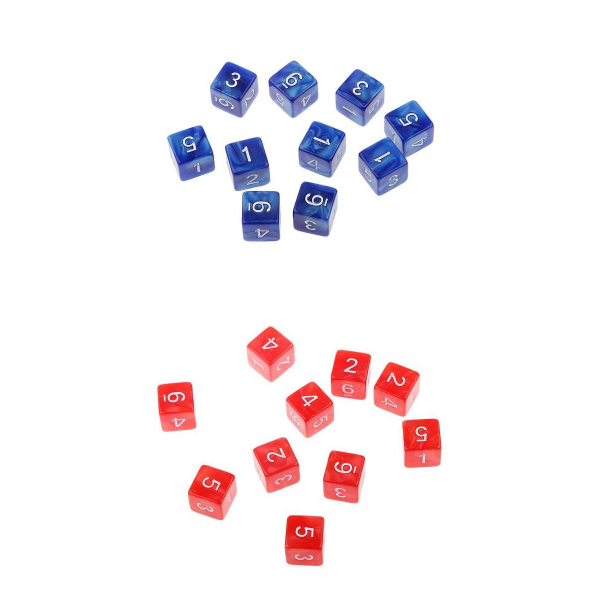 20Piece Six Sided Dice D6 for Playing D&D RPG Party Game Blue and Red