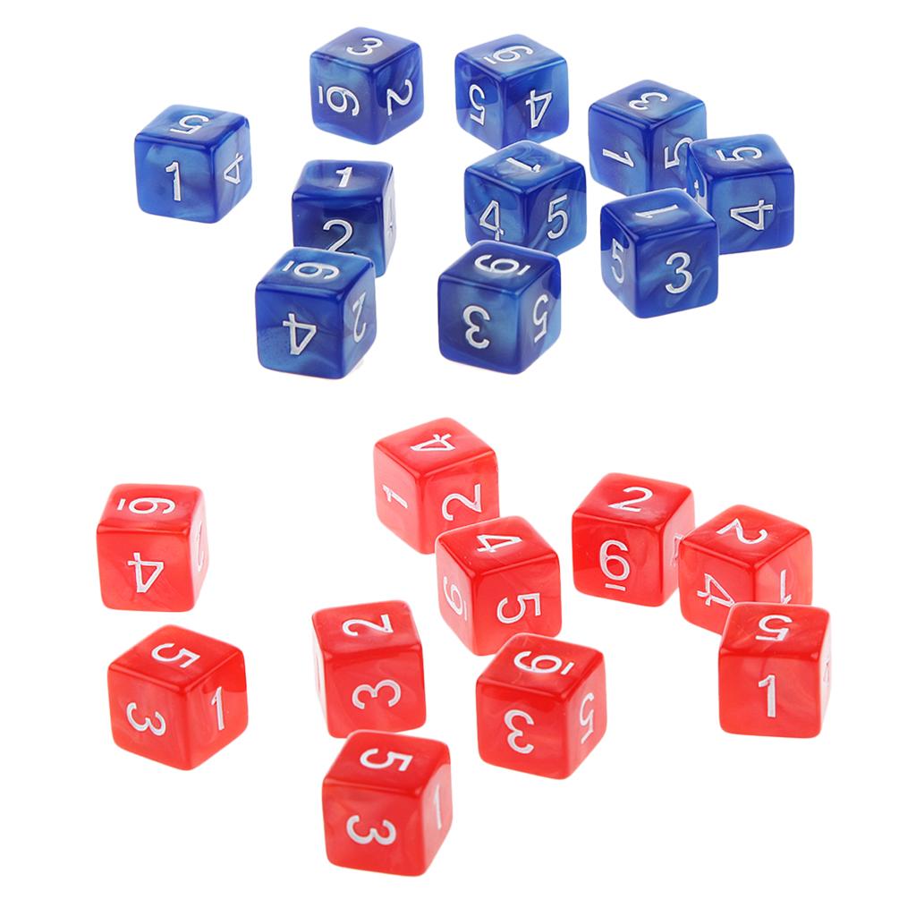 20Piece Six Sided Dice D6 for Playing D&D RPG Party Game Blue and Red