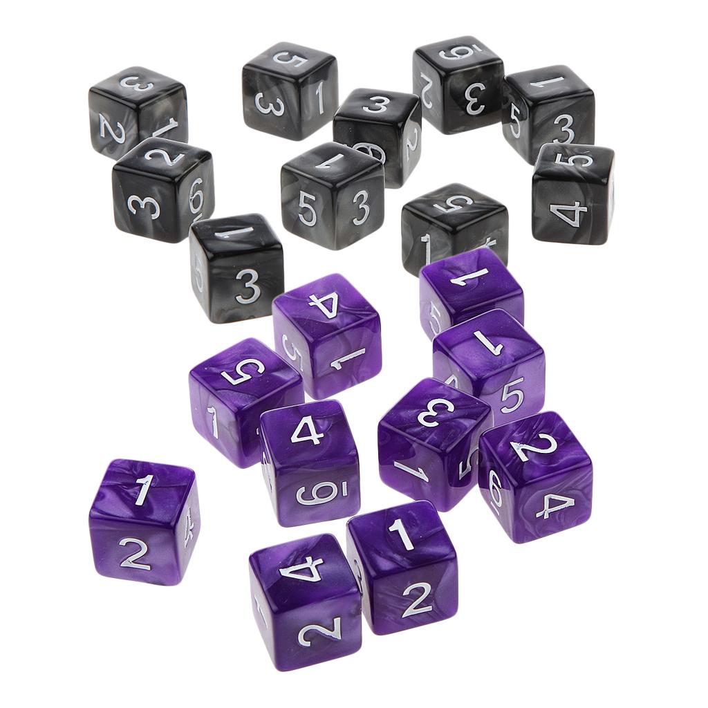 20Piece Six Sided Dice D6 for Playing D&D RPG Party Game Purple and Black