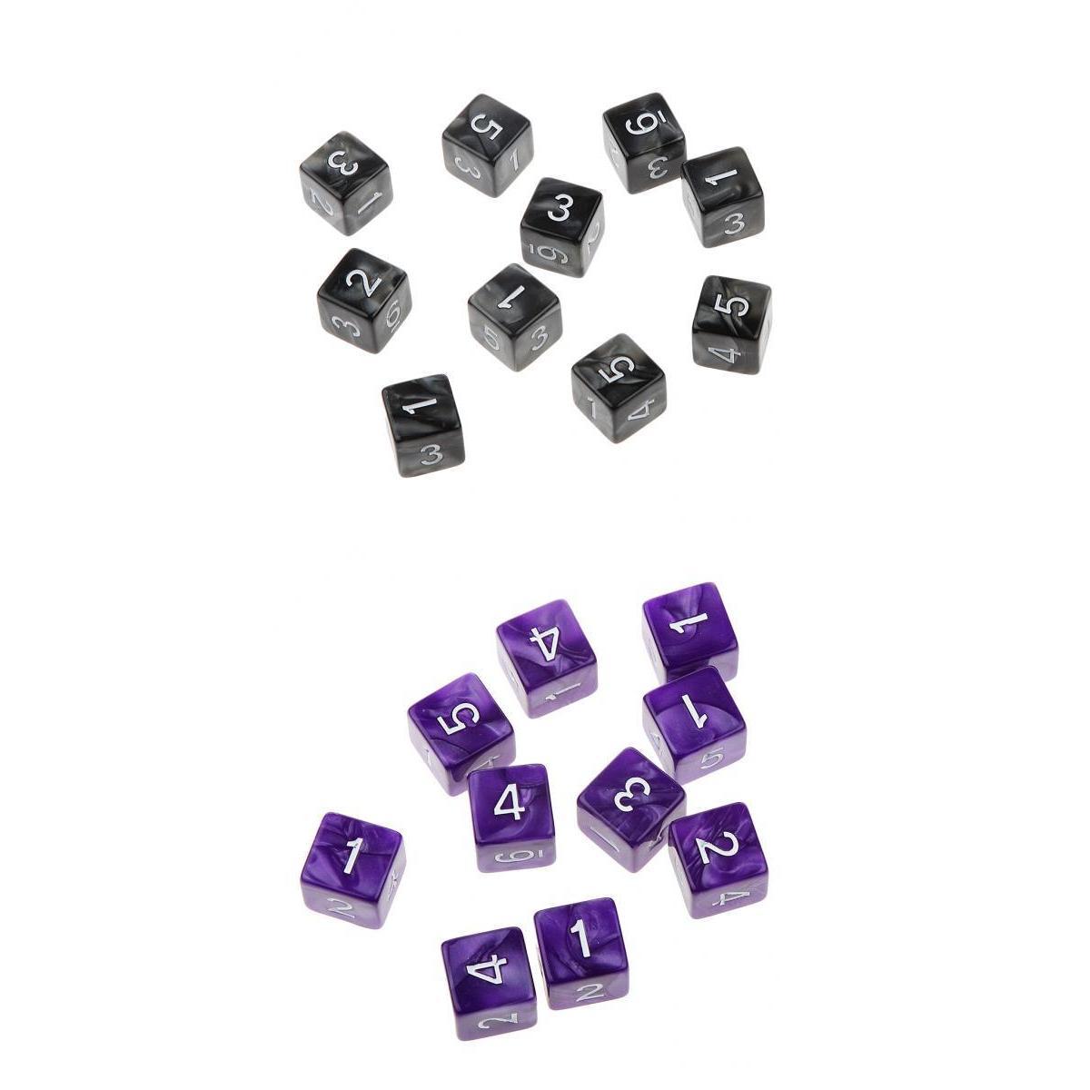 20Piece Six Sided Dice D6 for Playing D&D RPG Party Game Purple and Black