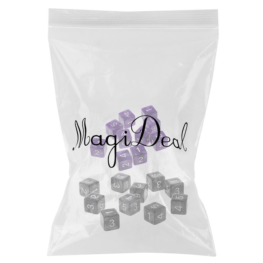 20Piece Six Sided Dice D6 for Playing D&D RPG Party Game Purple and Black