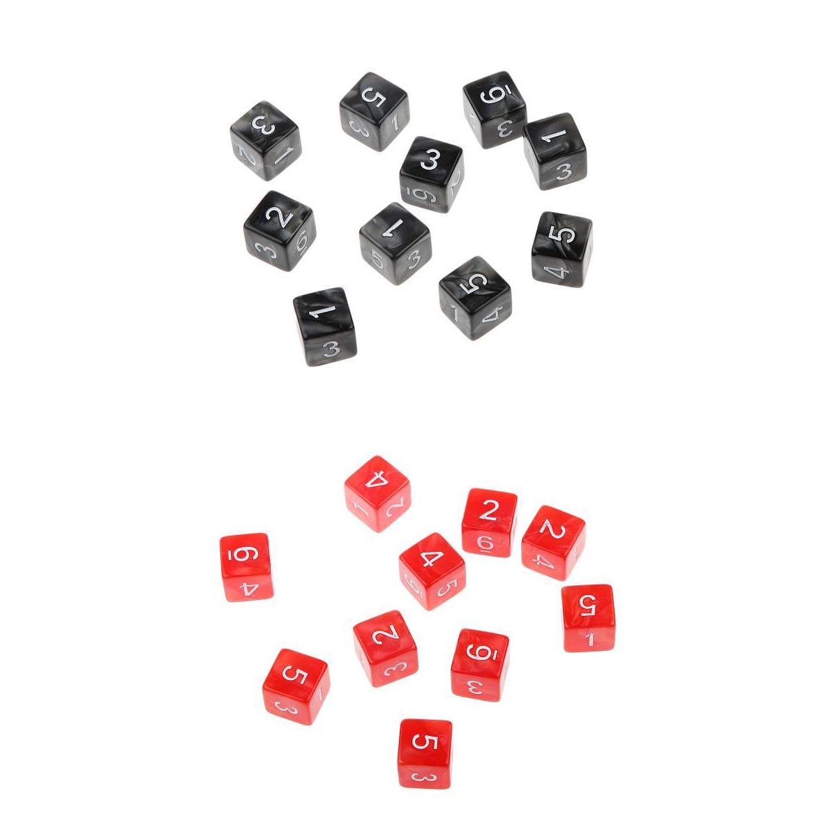 20Piece Six Sided Dice D6 for Playing D&D RPG Party Game Red and Black