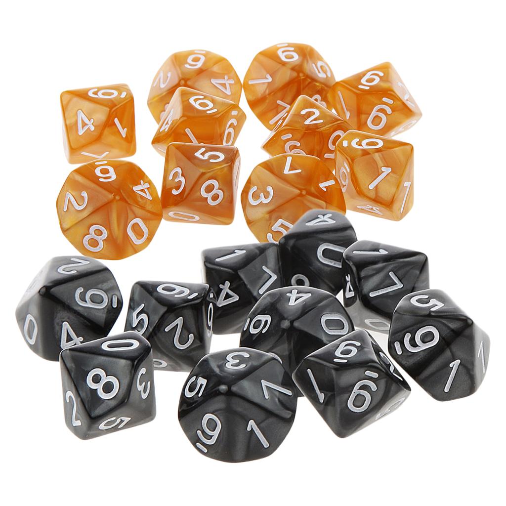 20Piece Ten Sided Dice D10 Die for D&D RPG Party Game Toy Coffee & Black