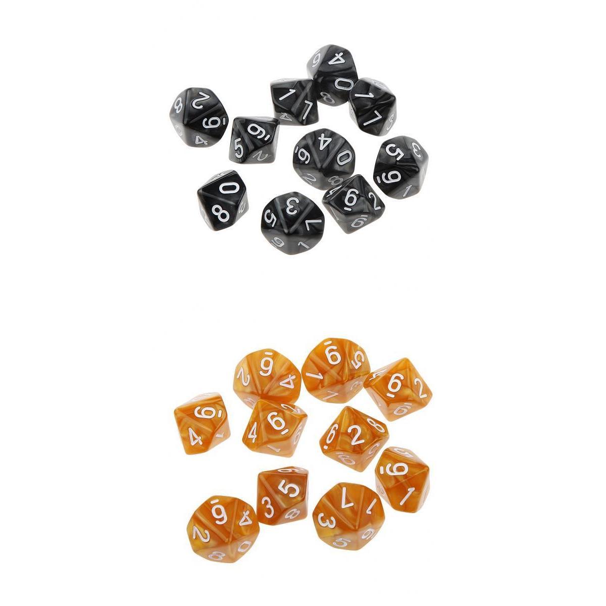 20Piece Ten Sided Dice D10 Die for D&D RPG Party Game Toy Coffee & Black