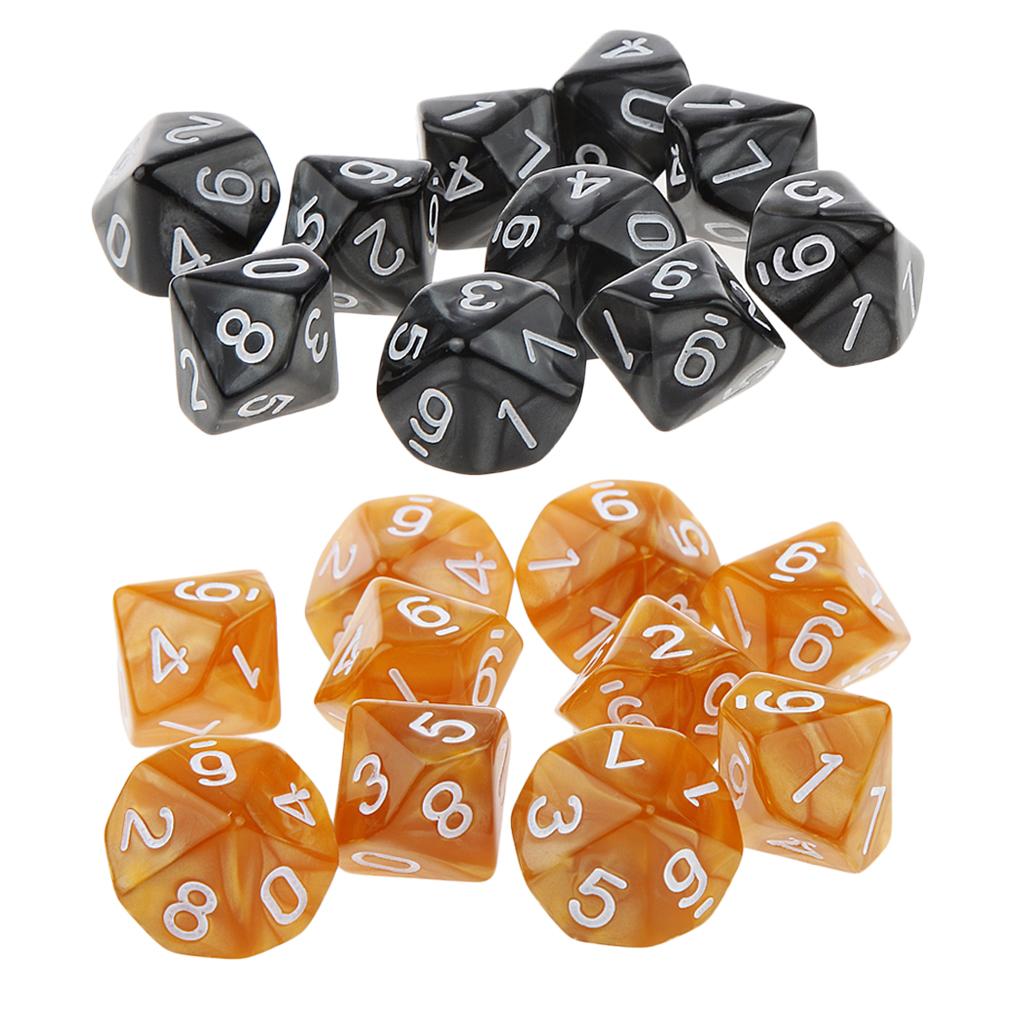 20Piece Ten Sided Dice D10 Die for D&D RPG Party Game Toy Coffee & Black