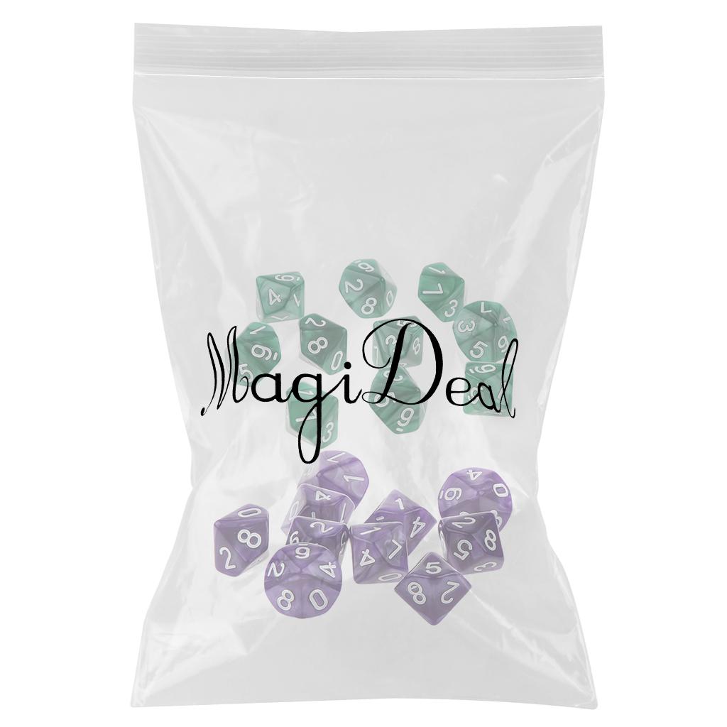 20Piece Ten Sided Dice D10 Die for D&D RPG Party Game Toy Green & Purple