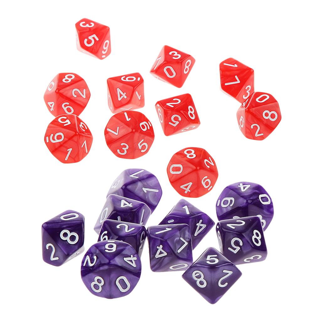20Piece Ten Sided Dice D10 Dies for D&D RPG Party Game Prop Red & Purple