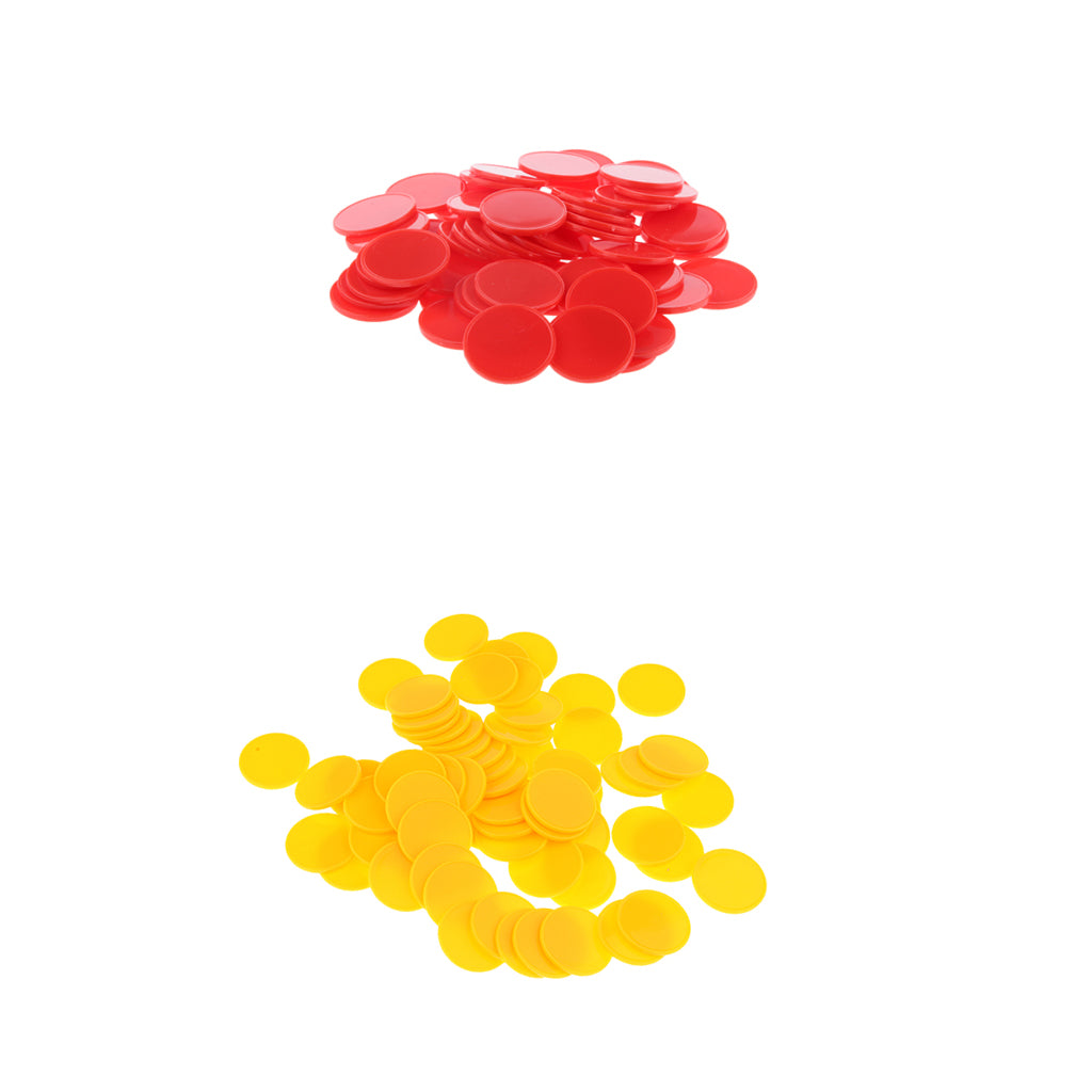 200x Plastic Poker Chips Bingo Markers Tokens Board Game Toy Red Yellow