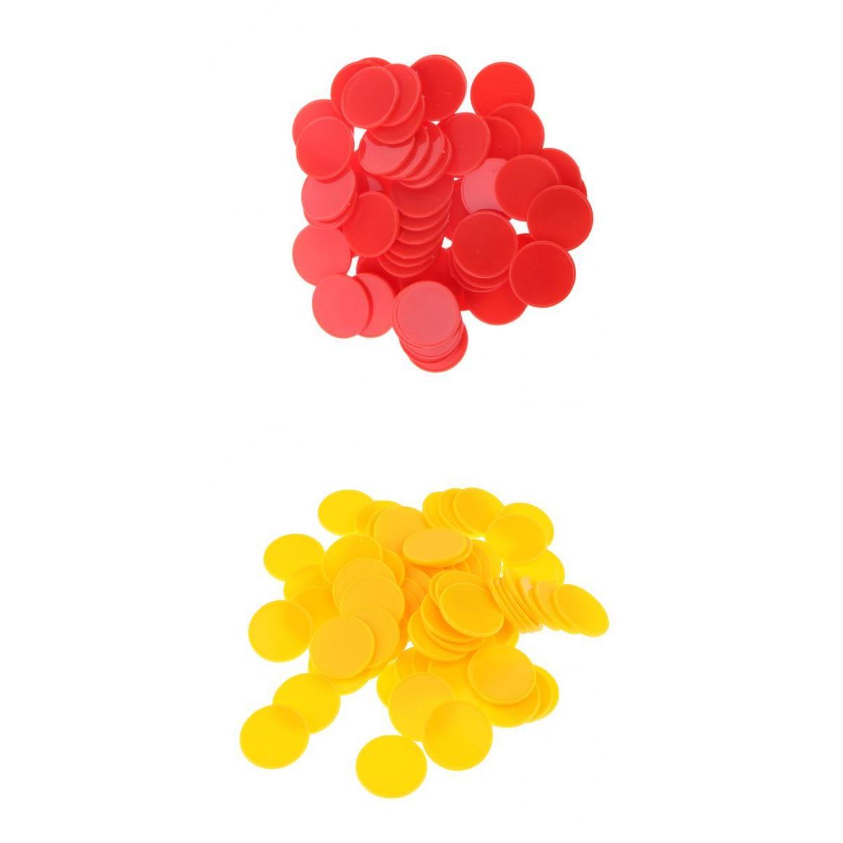 200x Plastic Poker Chips Bingo Markers Tokens Board Game Toy Red Yellow