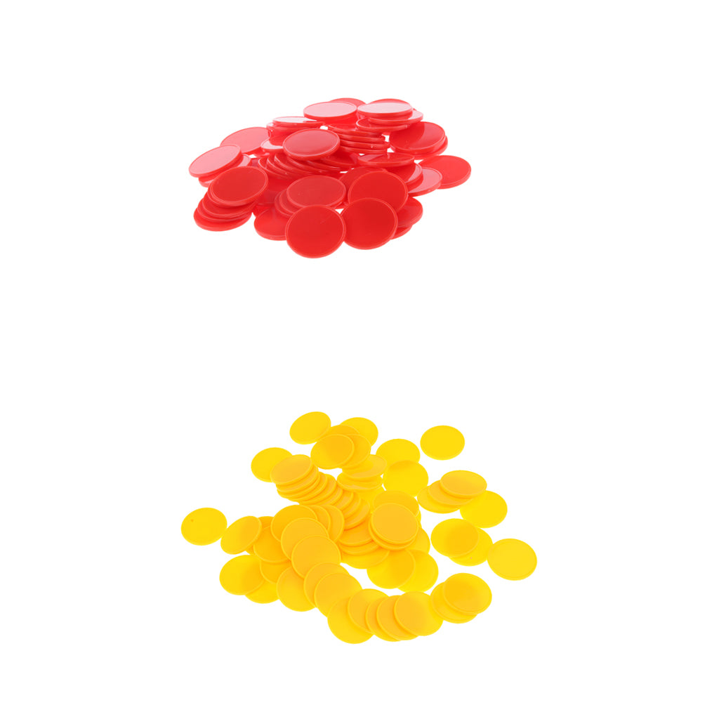 200x Plastic Poker Chips Bingo Markers Tokens Board Game Toy Red Yellow