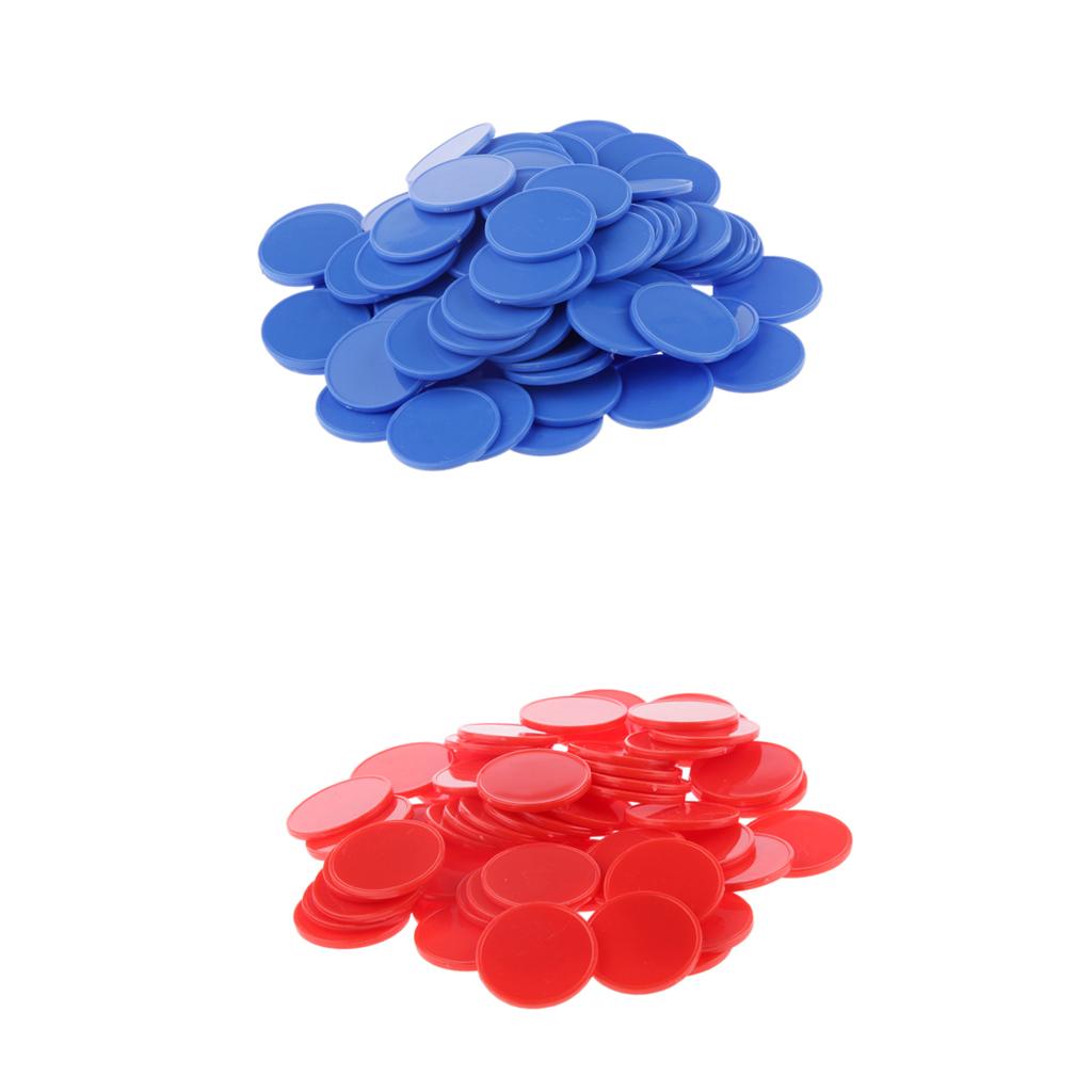 200x Plastic Poker Chips Bingo Markers Tokens Board Game Toy Red Blue