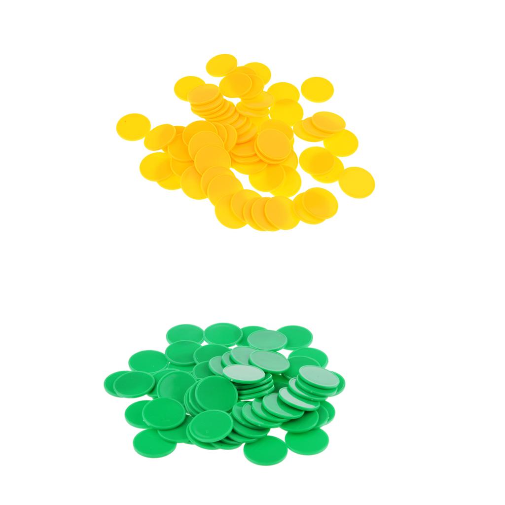 200x Plastic Poker Chips Bingo Markers Tokens Board Game Toy Yellow Green