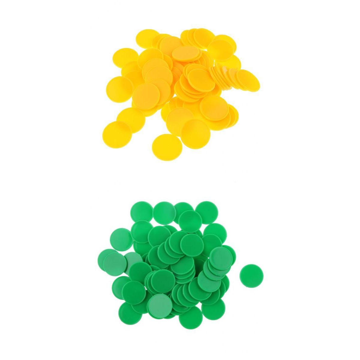 200x Plastic Poker Chips Bingo Markers Tokens Board Game Toy Yellow Green