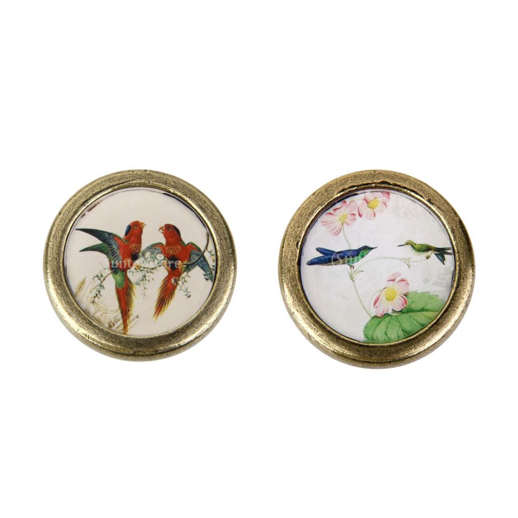 2 Pieces Bird Print Cabinet Door Drawer Handles Cupboard Pull Knobs Hardware