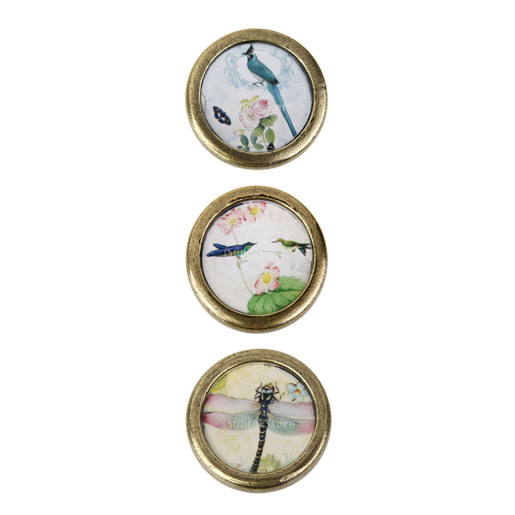 3 Pieces Retro Round Cabinet Door Drawer Handle Pull Knob Furniture Hardware