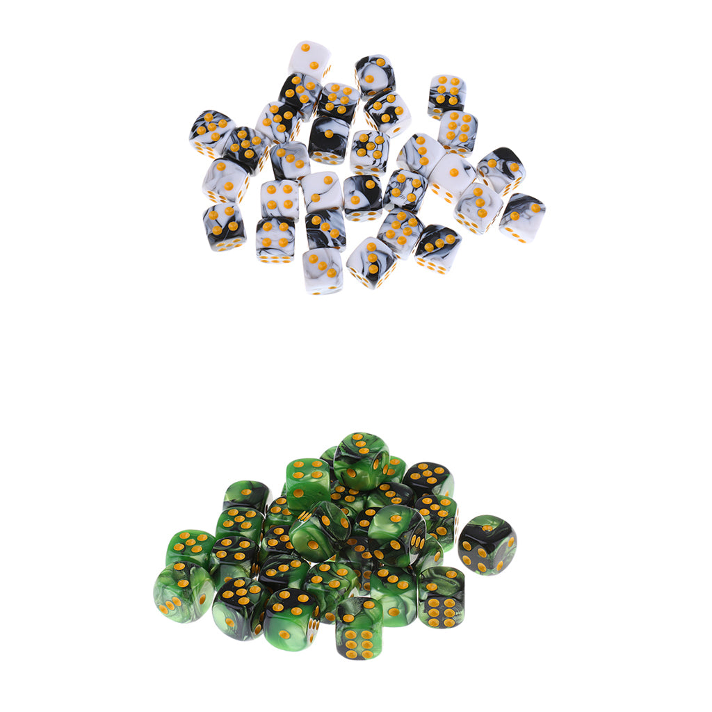 60 Pieces Acrylic 6-sided Spot Dice D6 for Party Bar Table Game Accessory