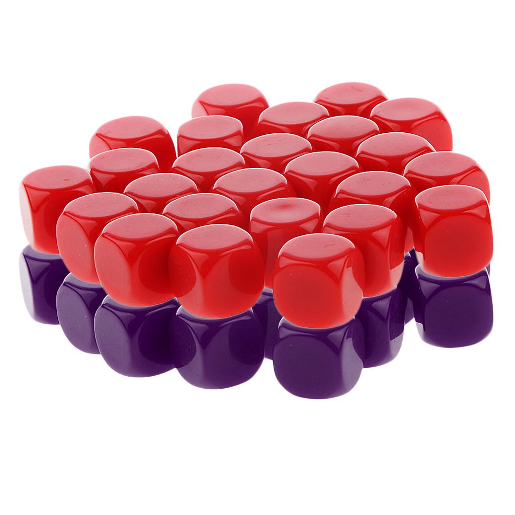 50 Pieces Opaque Blank Dice D6 for D&D RPG Party Games Purple + Red