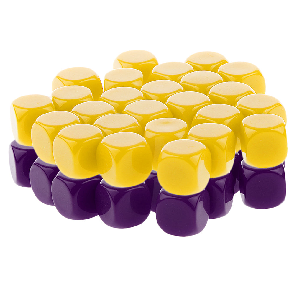 50 Pieces Opaque Blank Dice D6 for D&D RPG Party Games Purple + Yellow