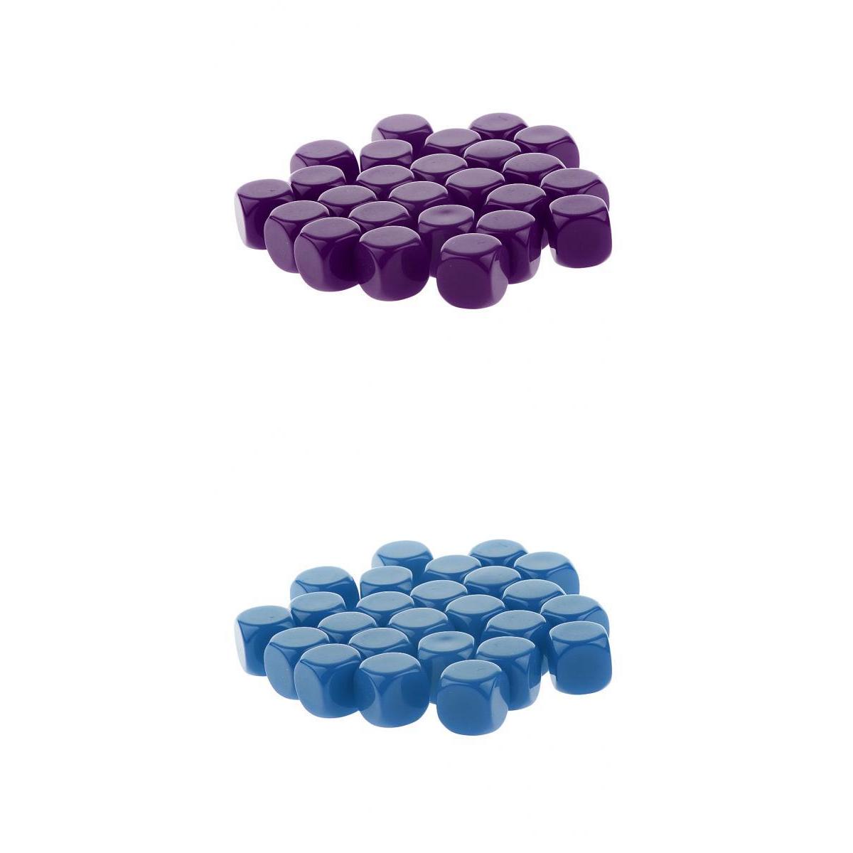 50 Pieces Opaque Blank Dice D6 for D&D RPG Party Games Purple + Blue