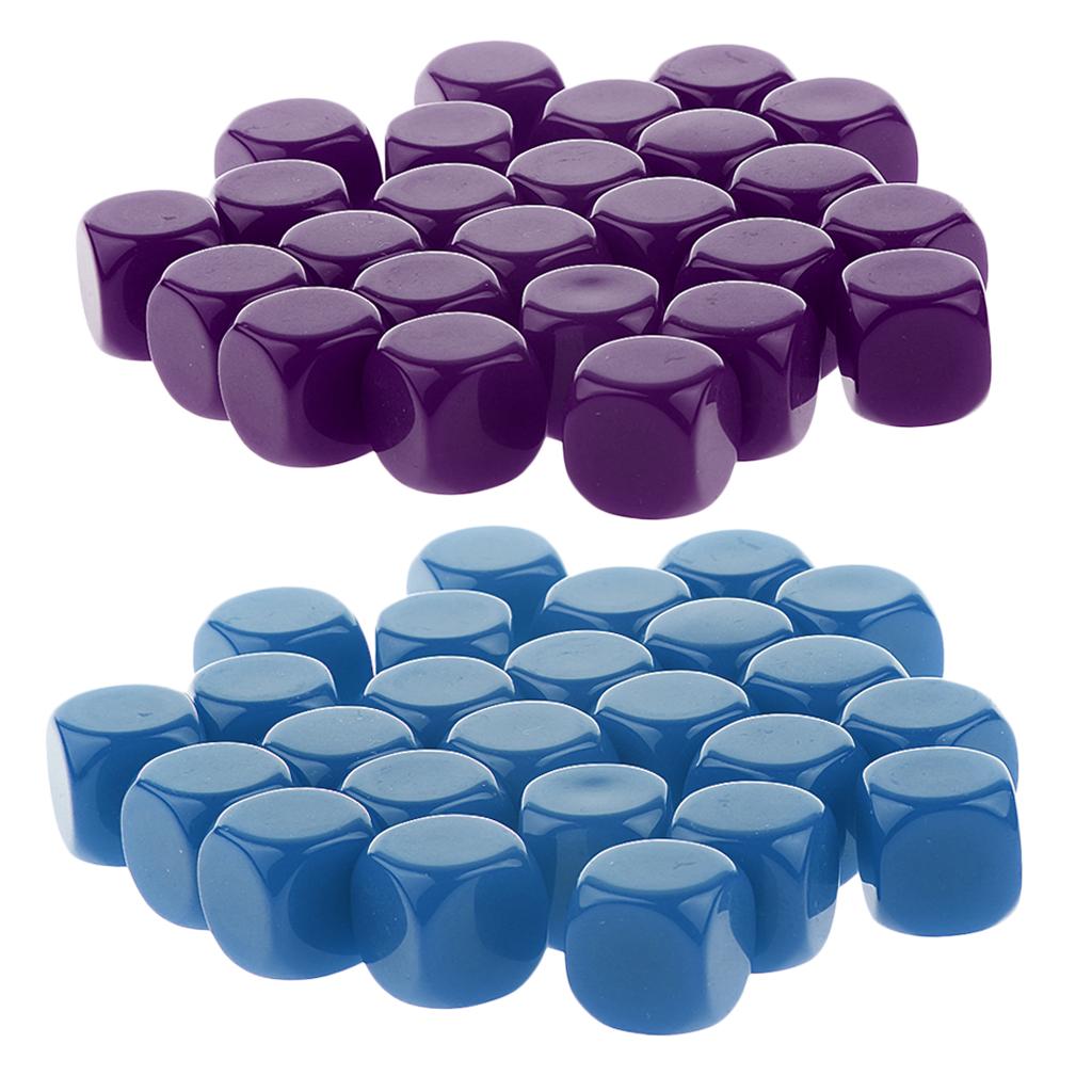 50 Pieces Opaque Blank Dice D6 for D&D RPG Party Games Purple + Blue