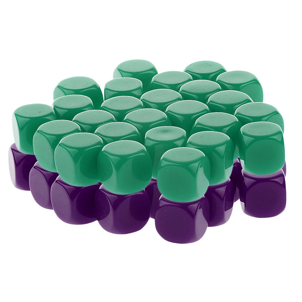 50 Pieces Opaque Blank Dice D6 for D&D RPG Party Games Purple + Green