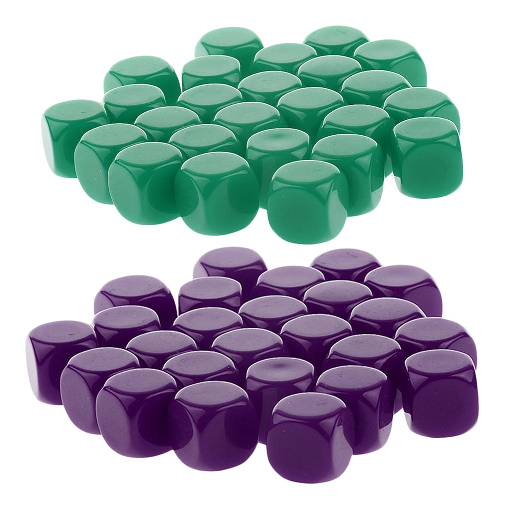 50 Pieces Opaque Blank Dice D6 for D&D RPG Party Games Purple + Green