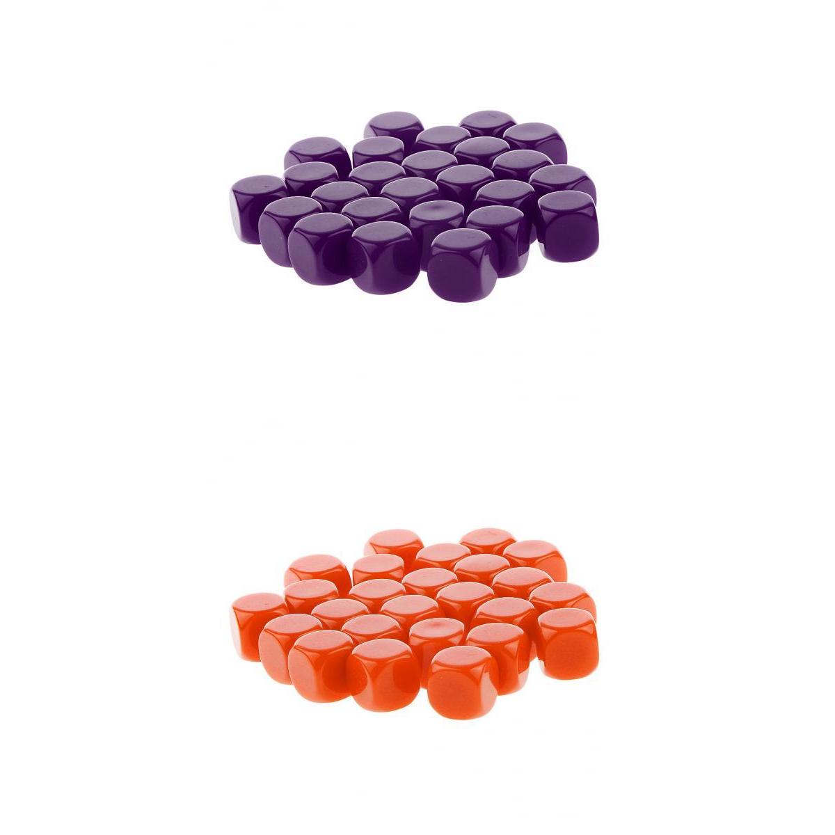 50 Pieces Opaque Blank Dice D6 for D&D RPG Party Games Purple + Orange