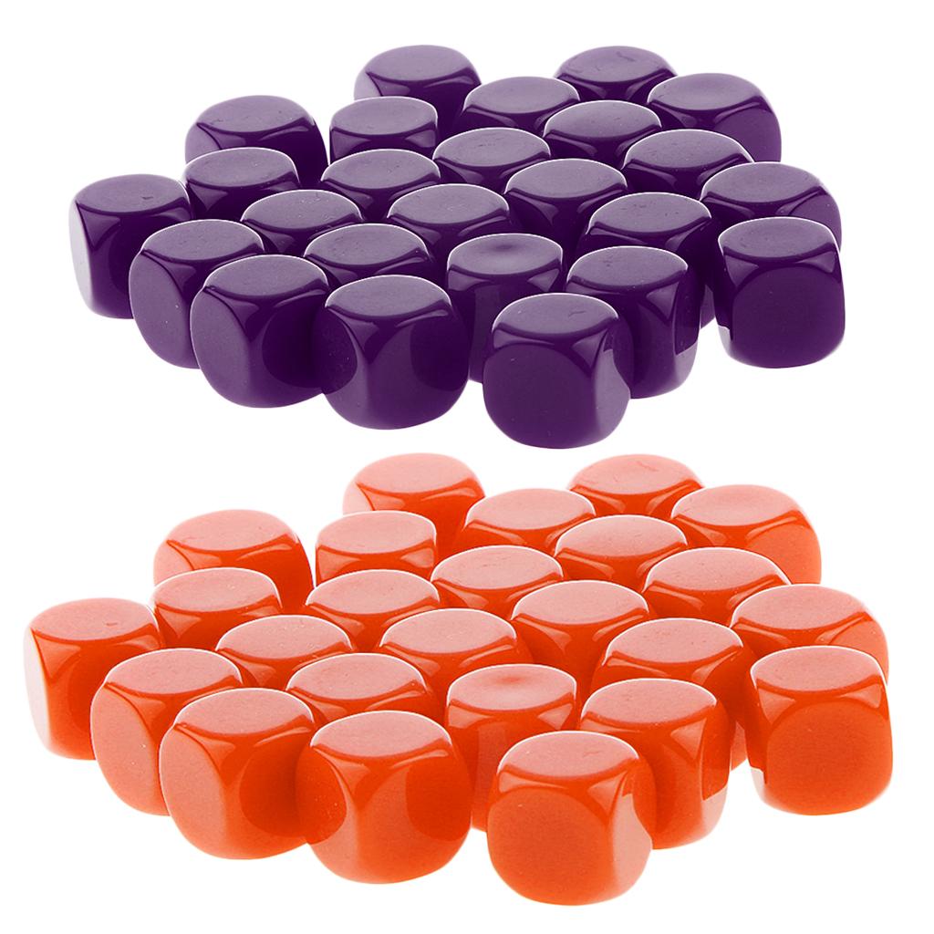 50 Pieces Opaque Blank Dice D6 for D&D RPG Party Games Purple + Orange