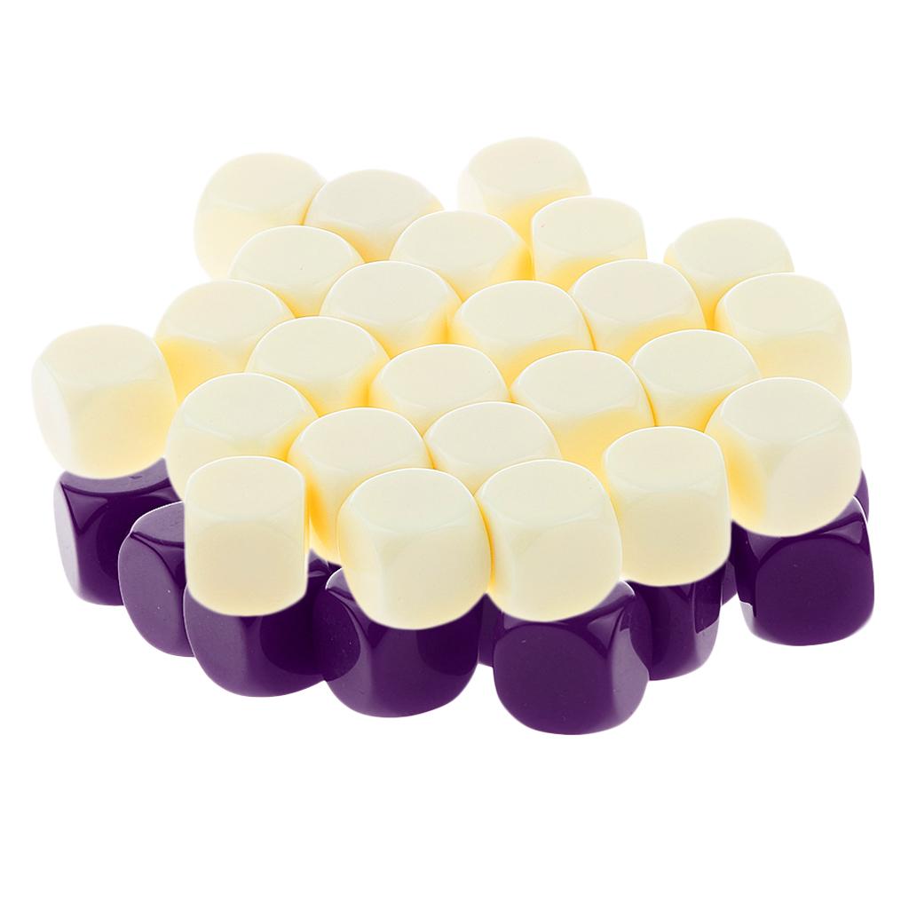 50 Pieces Opaque Blank Dice D6 for D&D RPG Party Games Purple + Beige