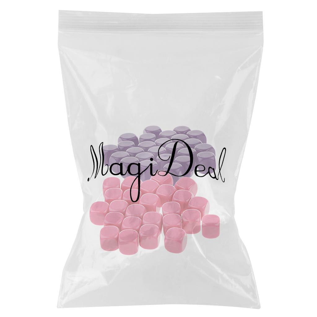 50 Pieces Opaque Blank Dice D6 for D&D RPG Party Games Purple + Rose Red