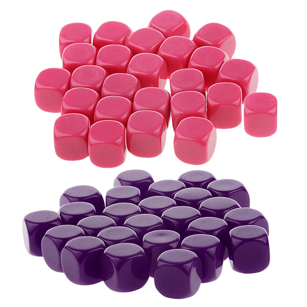 50 Pieces Opaque Blank Dice D6 for D&D RPG Party Games Purple + Rose Red