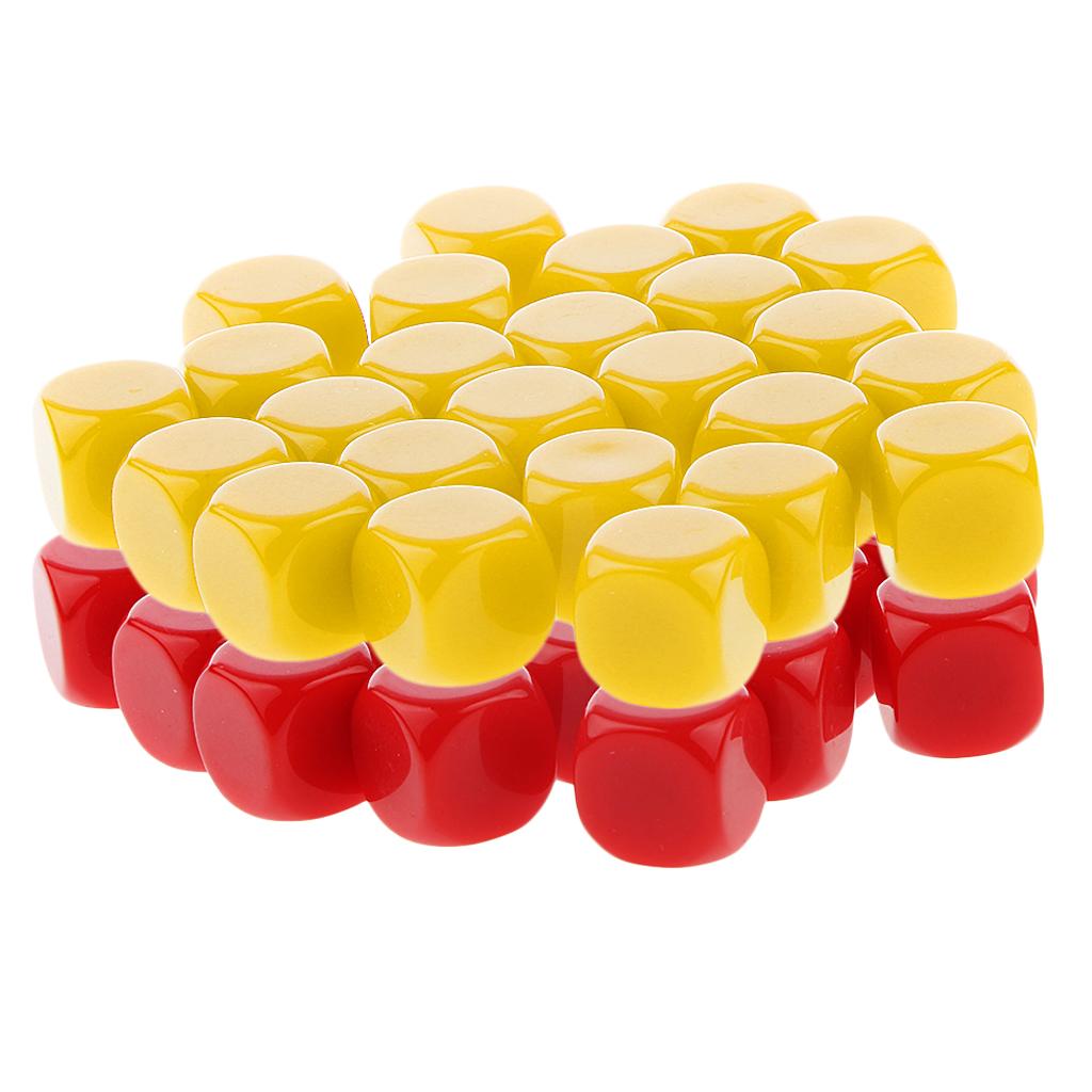 50 Pieces Opaque Blank Dice D6 for D&D RPG Party Games Yellow + Red