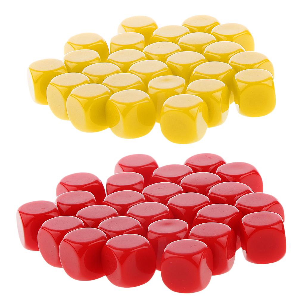 50 Pieces Opaque Blank Dice D6 for D&D RPG Party Games Yellow + Red